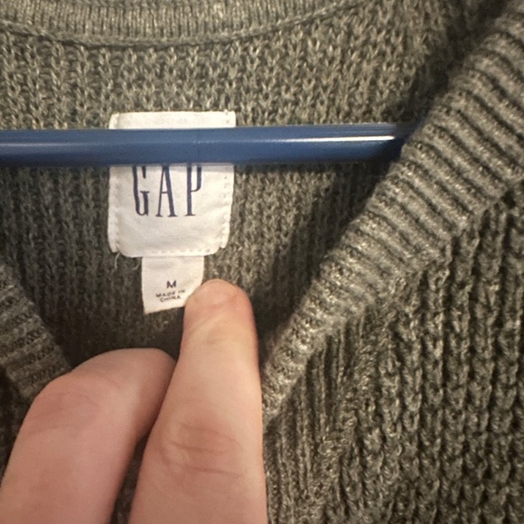 GAP Waffle Knit Crewneck Sweater Mens Medium Olive green - Picture 3 of 5